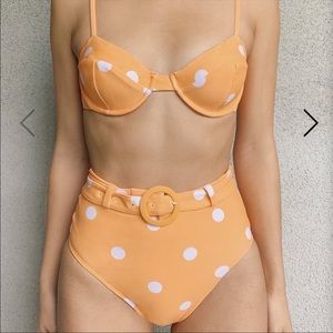 For Love and Lemons Auburn Dot Bikini Set in Tangerine Small Top Medium Bottoms